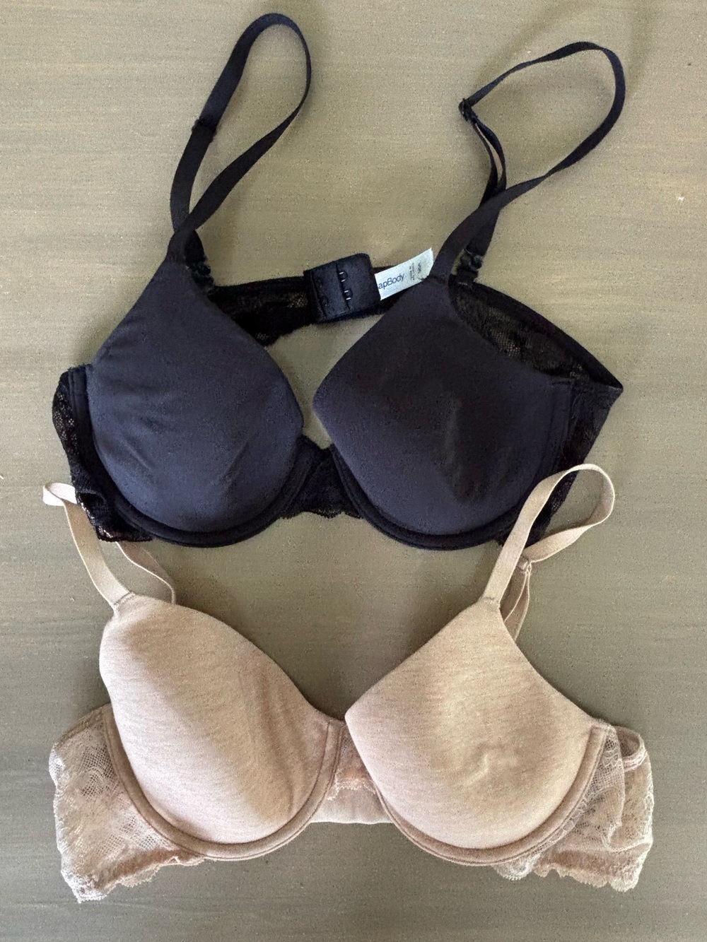 Gap Body Black and Nude Bra Set 36A